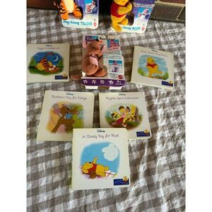 Disney Winnie the Pooh Hug Along Tigger Piglet Plush Books Set 1996 Mattel books